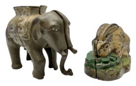 Two early 20th century cast-iron mechanical money banks - 'Rabbit on Cabbage' by Kilgore Manufacturi