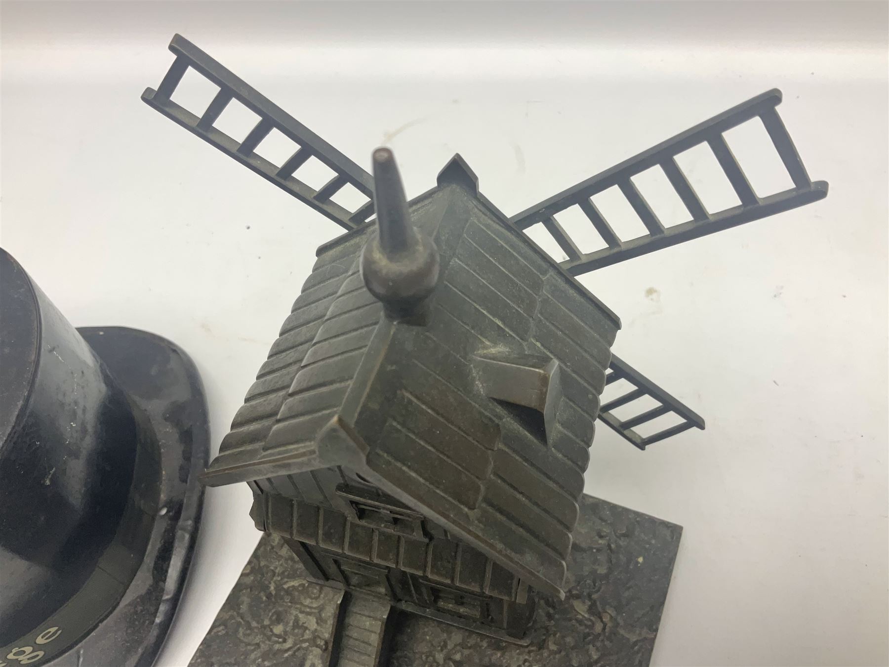 Early 20th century French bronze money bank in the form of a windmill with revolving sails - Image 2 of 7