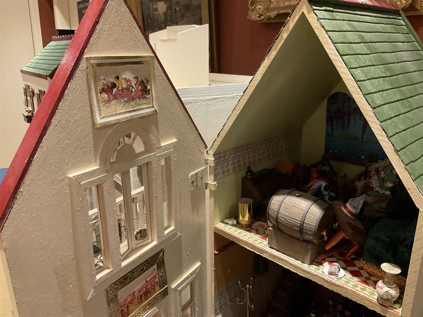 Seagull Pub - scratch-built wooden doll's house as a two-storey gable fronted public house painted i - Image 8 of 14