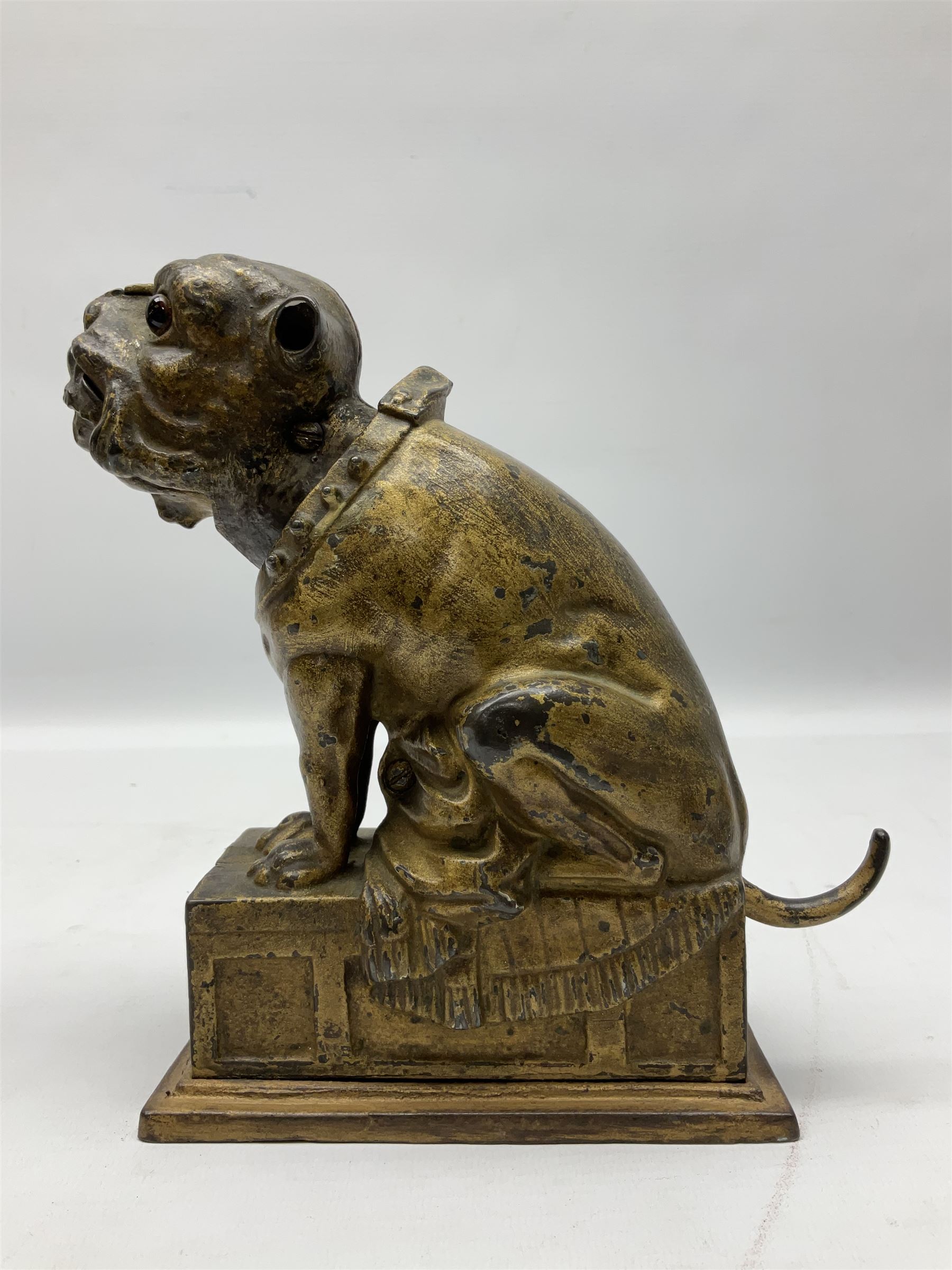 Late 19th century cast-iron mechanical money bank 'Bulldog Bank' by J & E Stevens with coin-on-nose - Image 2 of 8