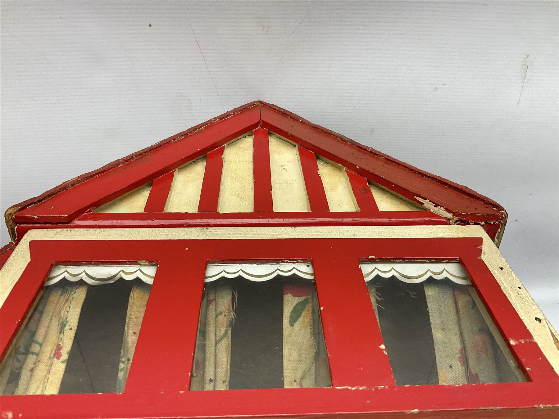 1960s scratch-built wooden doll's house as a red and white painted two-storey house with half-timber - Image 10 of 12