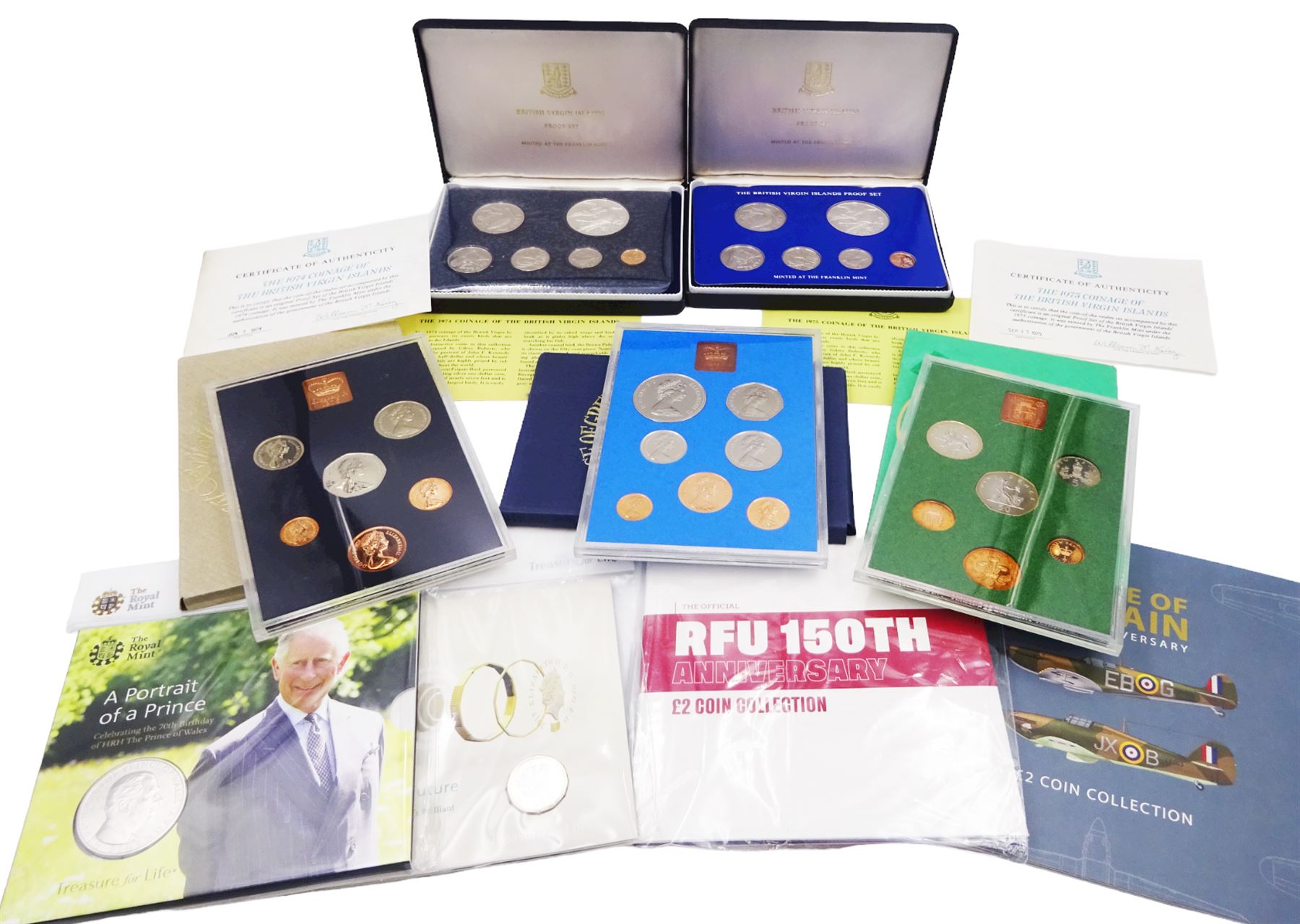 Two The Franklin Mint 'Coinage of The British Virgin Islands' proof sets