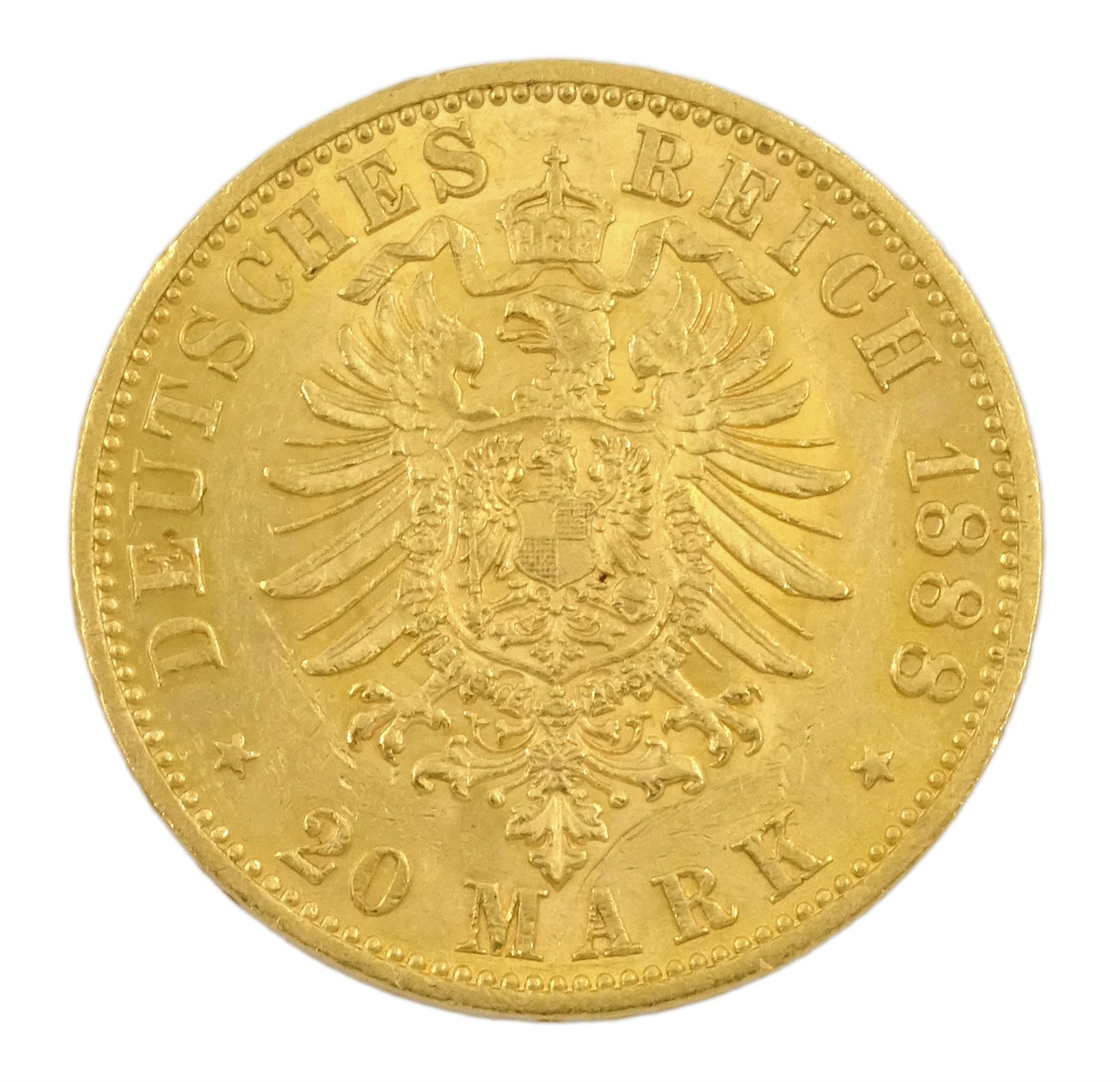 Germany 1888 gold twenty mark coin - Image 2 of 2