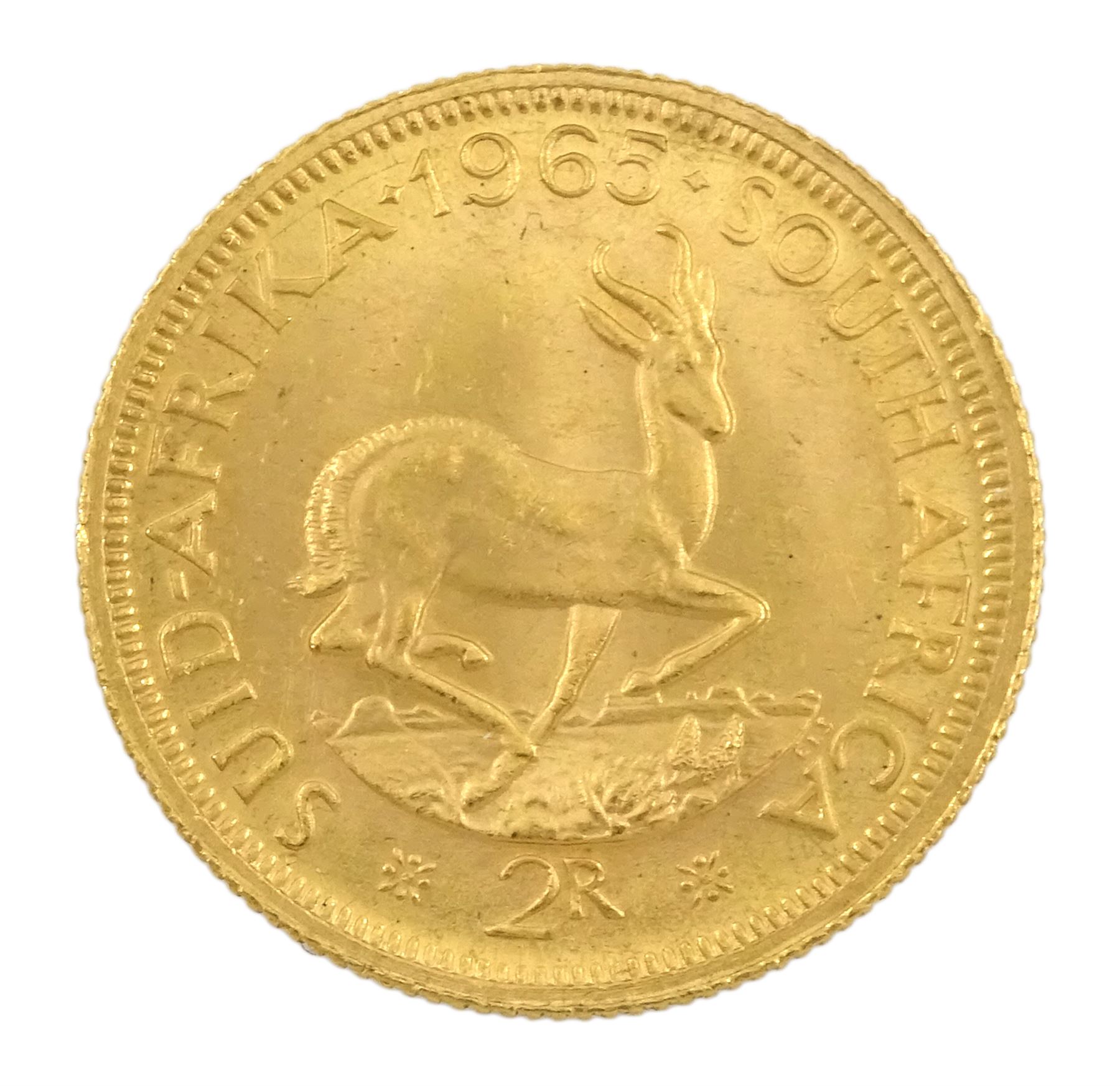 South Africa 1965 gold two rand coin - Image 2 of 2