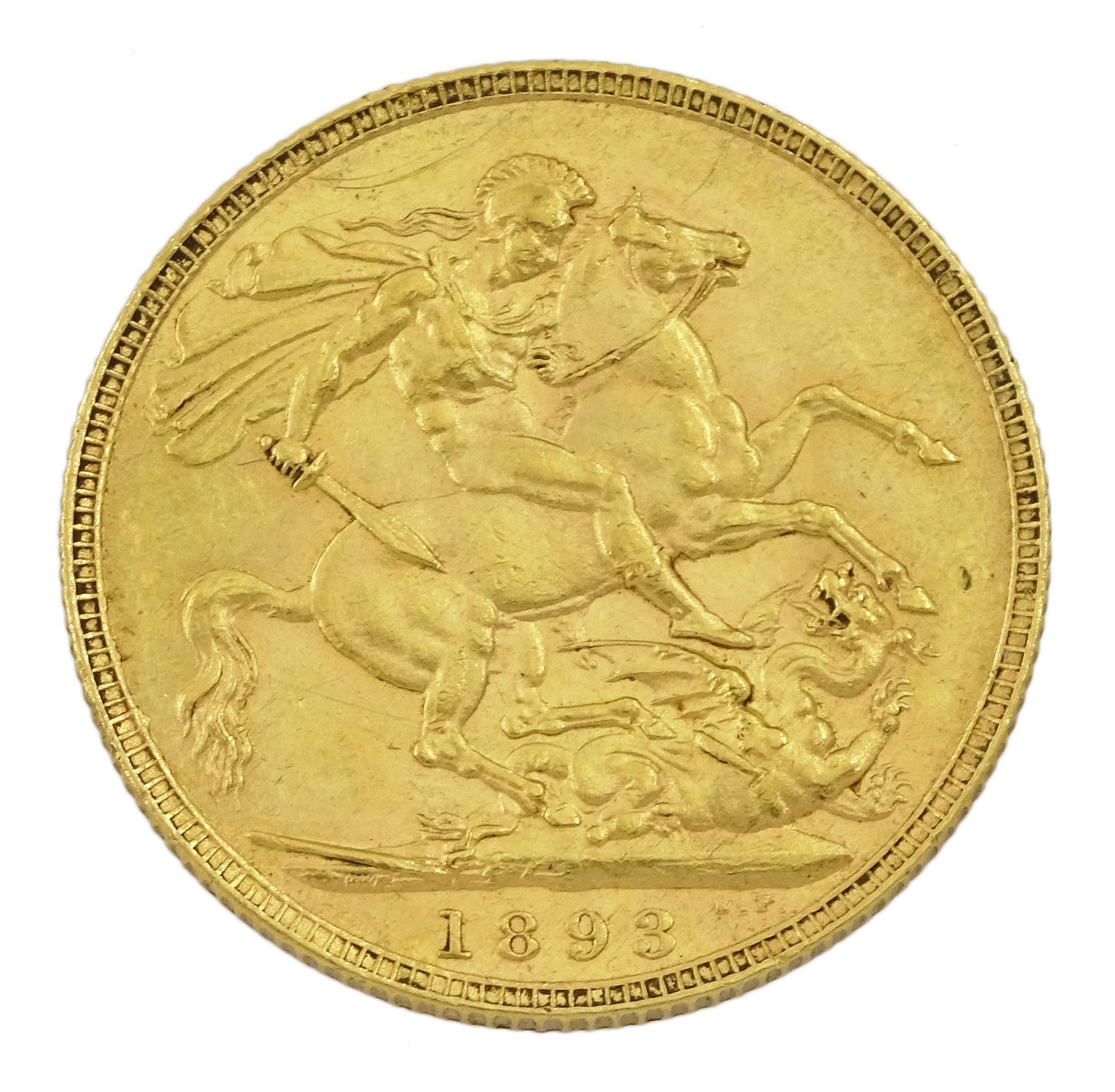 Queen Victoria 1893 gold full sovereign coin - Image 2 of 2