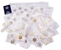 Eighty-six Queen Elizabeth II United Kingdom fifty pence coins