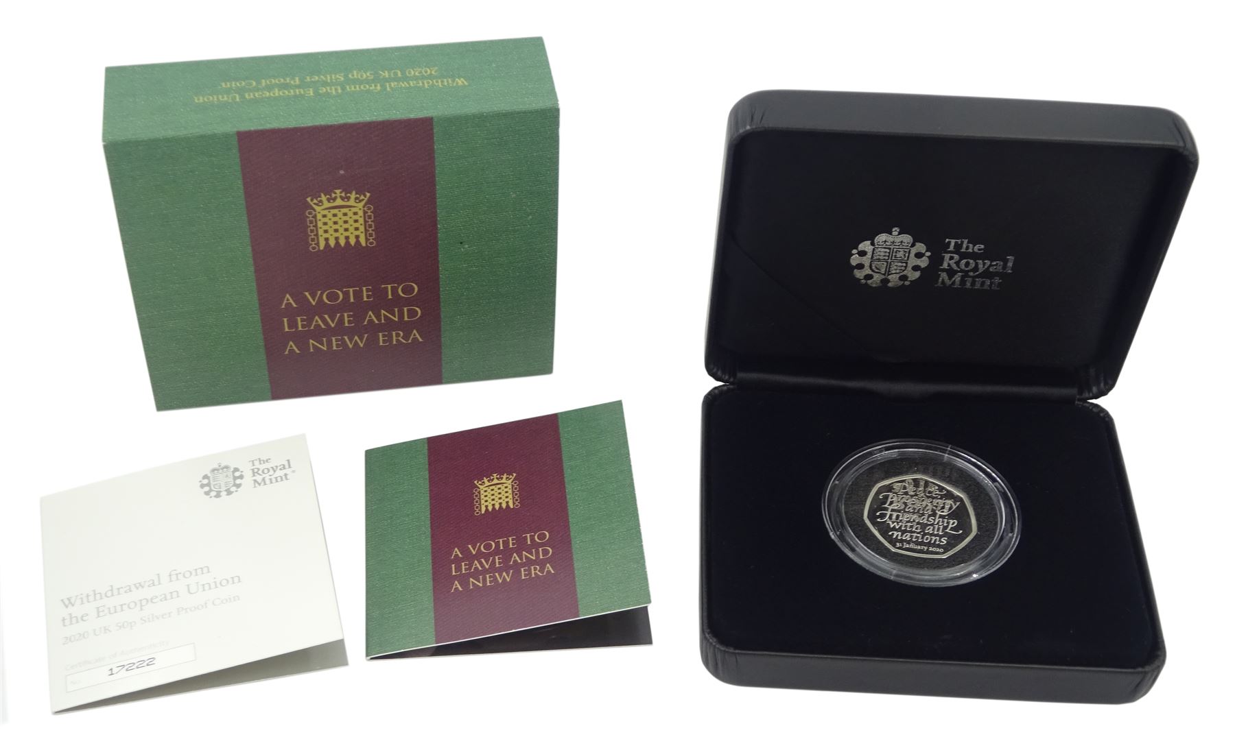 The Royal Mint 2020 'Withdrawal from the European Union' United Kingdom silver proof fifty pence coi
