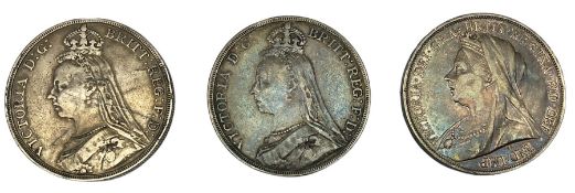 Three Queen Victoria crown coins