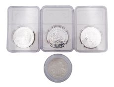 Four 1 ounce fine silver coins