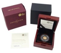 Queen Elizabeth II 2019 gold proof quarter sovereign coin