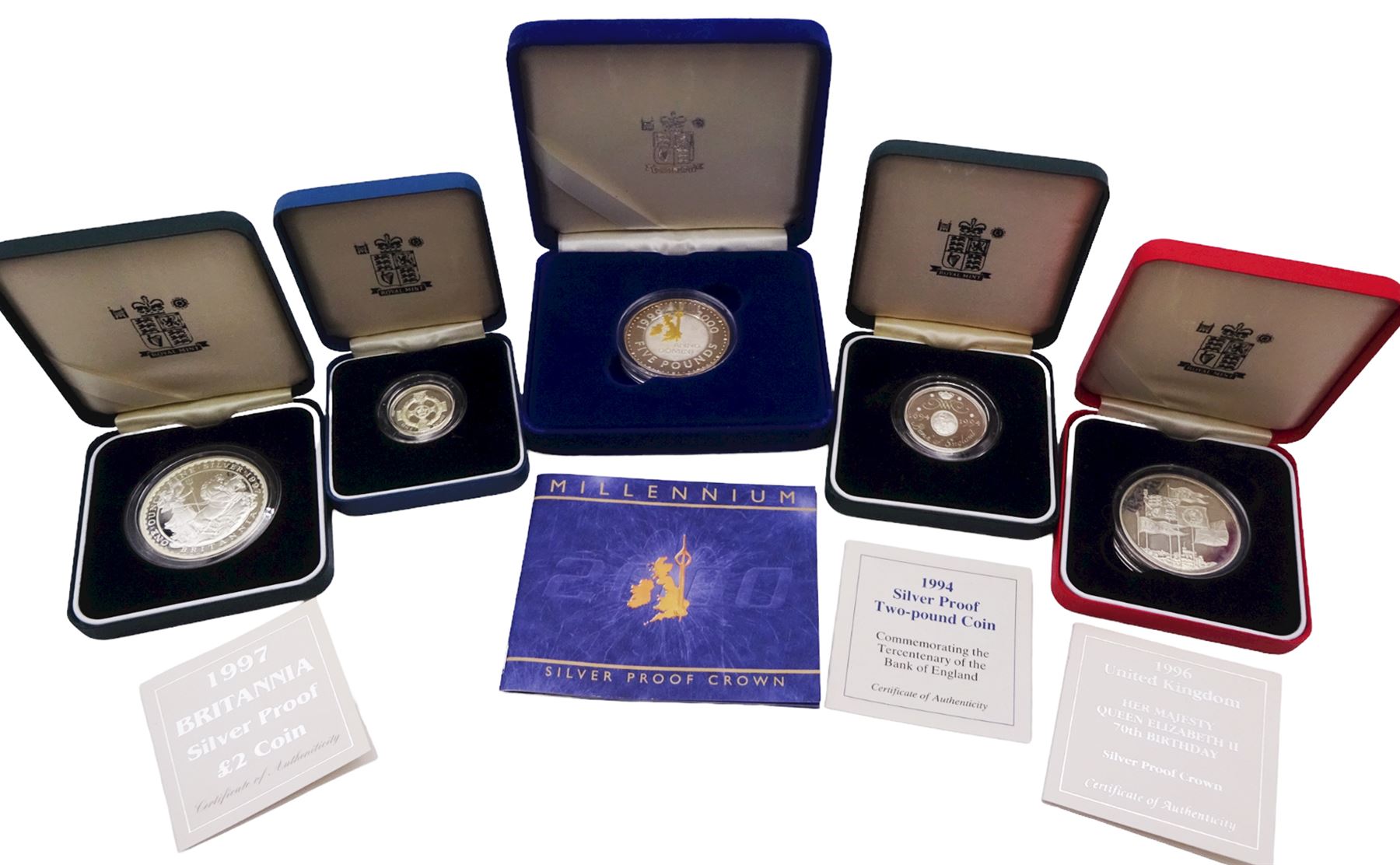 Five The Royal Mint United Kingdom silver proof coins