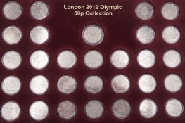 Queen Elizabeth II United Kingdom London 2012 Olympic commemorative fifty pence collection comprisin