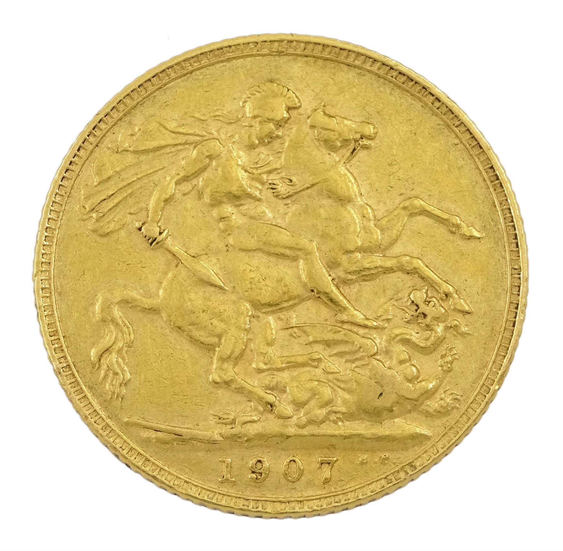 King Edward VII 1907 gold full sovereign coin - Image 2 of 2