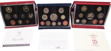 Three The Royal Mint United Kingdom proof coin collections