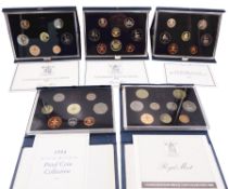 Five The Royal Mint United Kingdom proof coin collections