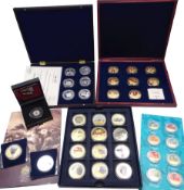 Commemorative coins including Queen Elizabeth II Isle of Man 2021 silver proof sovereign