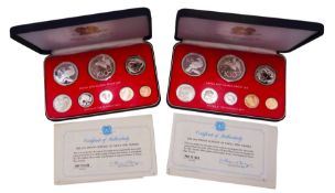 Two Papua New Guinea 1976 eight-coin proof sets