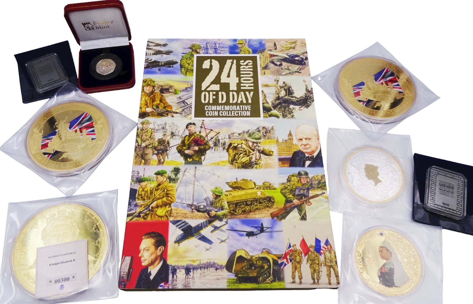 Twenty-four Hours of D-Day commemorative coin collection comprising twenty-four Queen Elizabeth II B