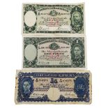 Three Commonwealth of Australia banknotes comprising King George V one pound 'M22 384723' and King G