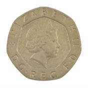 Queen Elizabeth II United Kingdom undated twenty pence coin