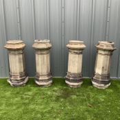 Set of four early 19th century Edinburgh terracotta octagonal chimney pots - THIS LOT IS TO BE COLLE