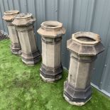 Set of four early 19th century Edinburgh terracotta octagonal chimney pots - THIS LOT IS TO BE COLLE