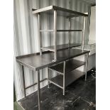 Pair of three tier stainless steel preparation tables