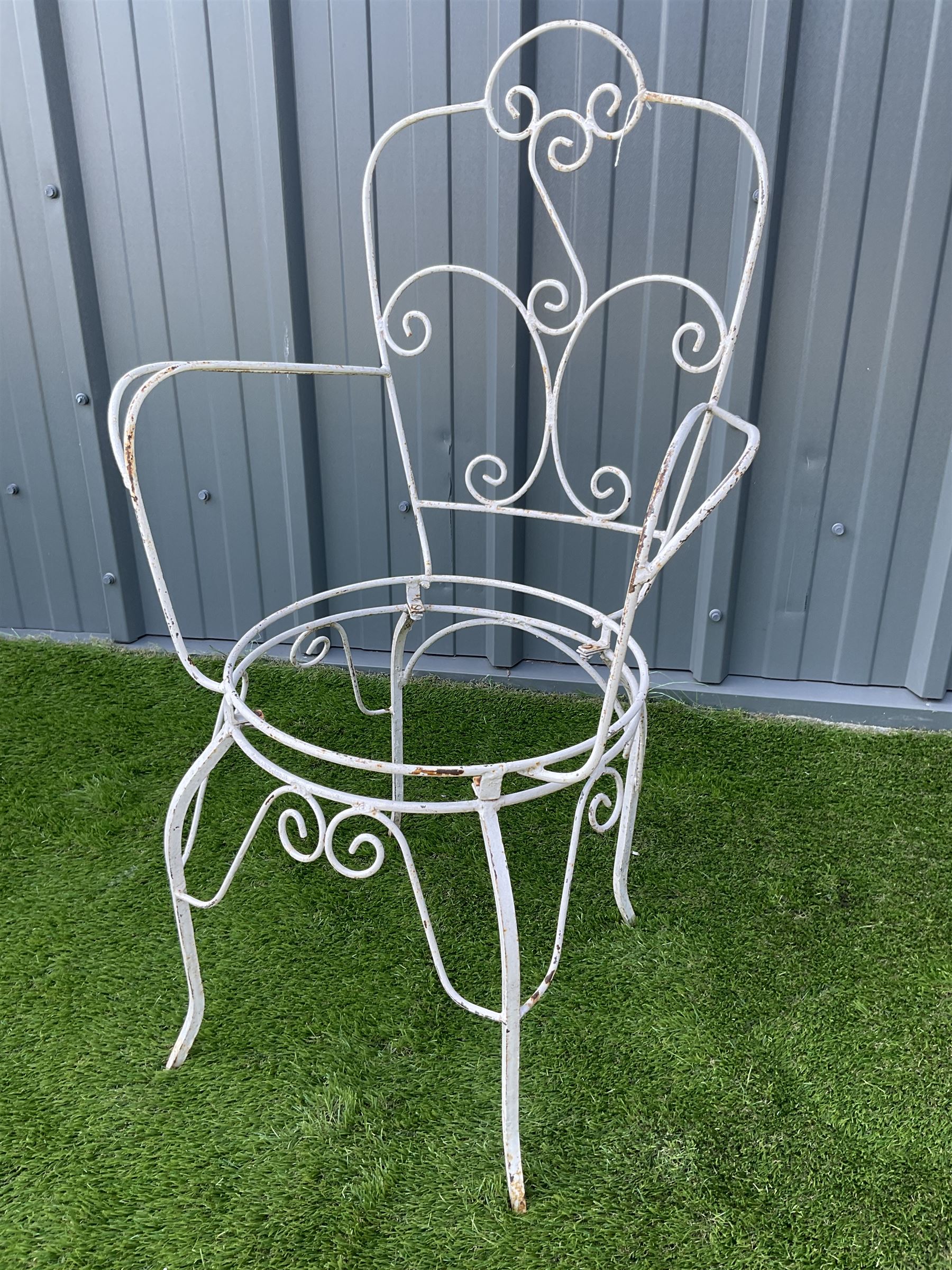 Set four white wirework garden chairs - THIS LOT IS TO BE COLLECTED BY APPOINTMENT FROM DUGGLEBY ST - Image 2 of 4