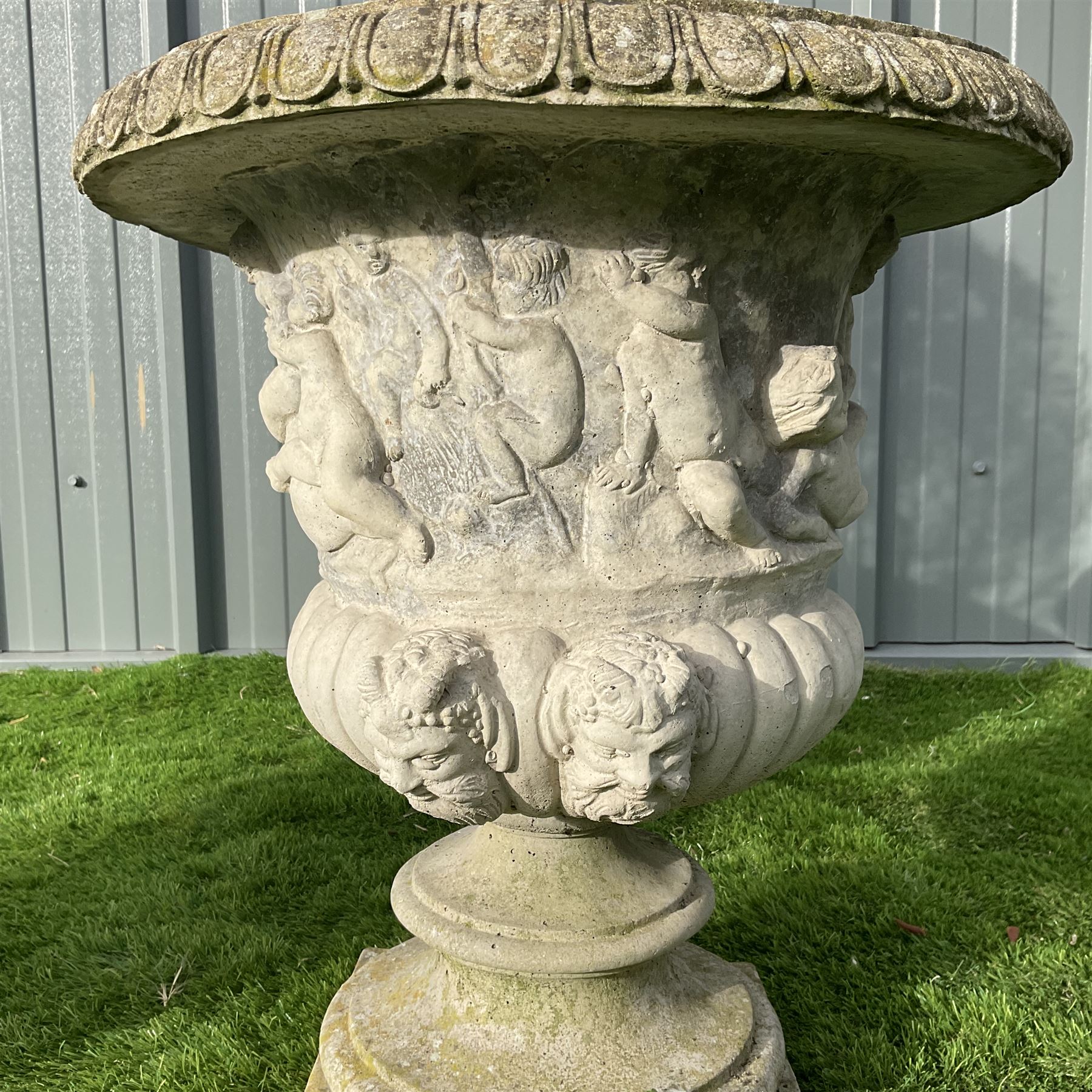 Cast stone urn planter and moulded plastic - Image 3 of 4