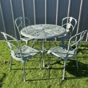 Painted cast aluminium circular garden table