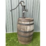 Coopered barrel with cast iron pump