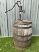 Coopered barrel with cast iron pump