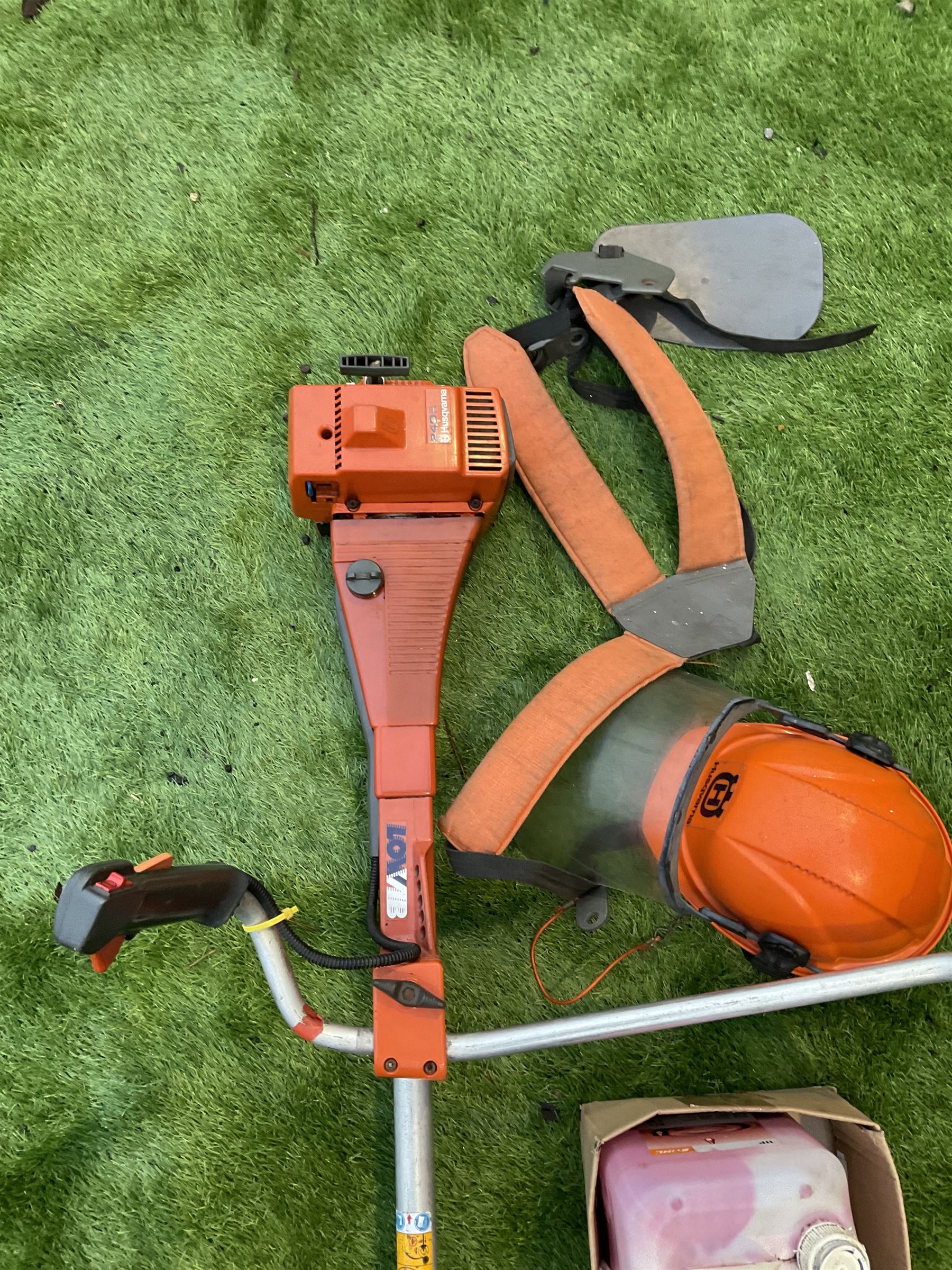 Husqvarna 240 R petrol strimmer with harness and helmet - Image 3 of 5