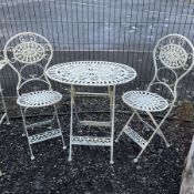 Pale green oval folding metal garden table