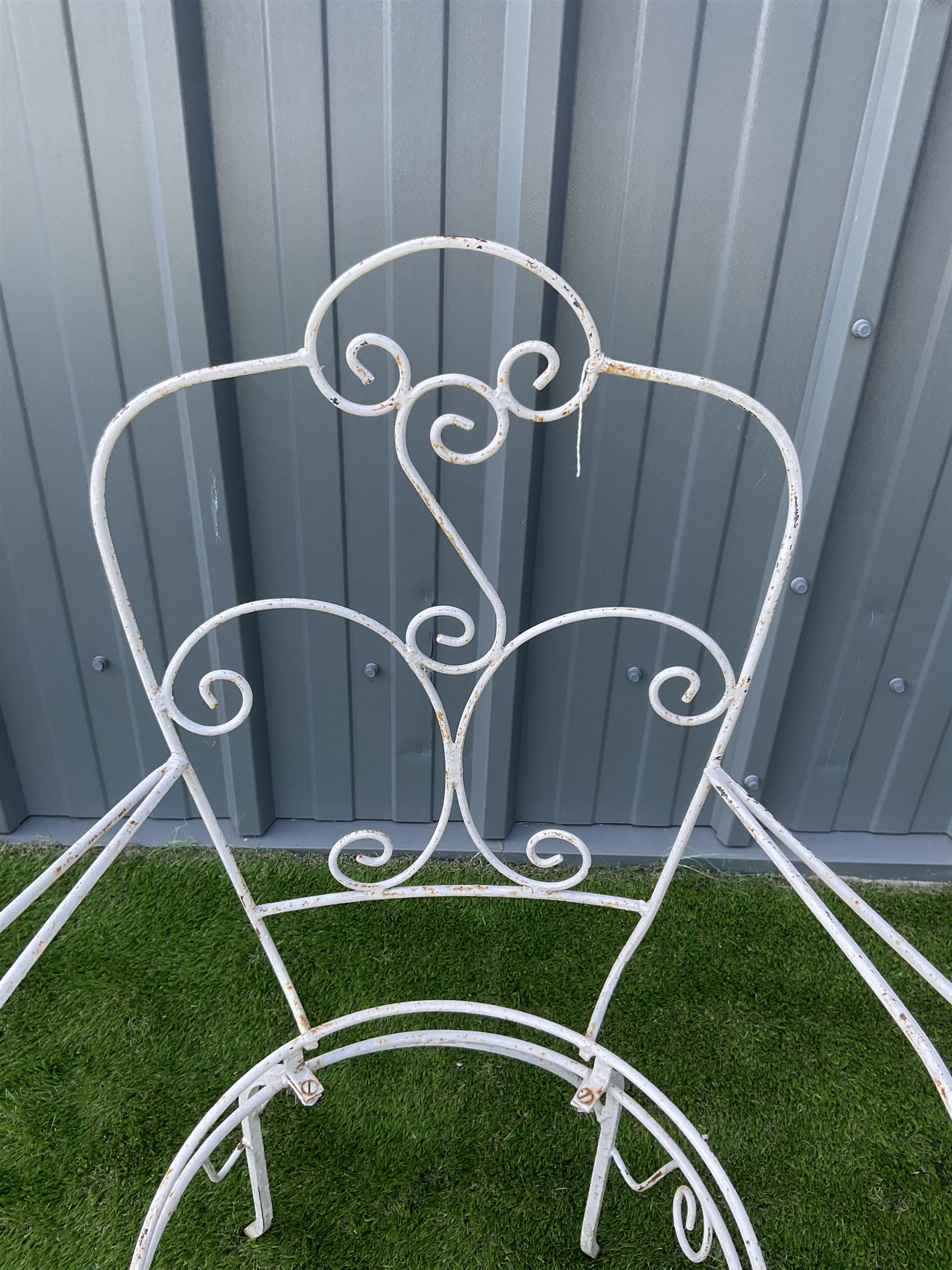 Set four white wirework garden chairs - THIS LOT IS TO BE COLLECTED BY APPOINTMENT FROM DUGGLEBY ST - Image 4 of 4