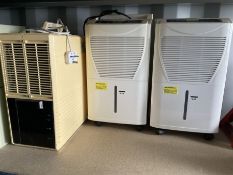 Set of three dehumidifiers and One Concept upright mini washing machine