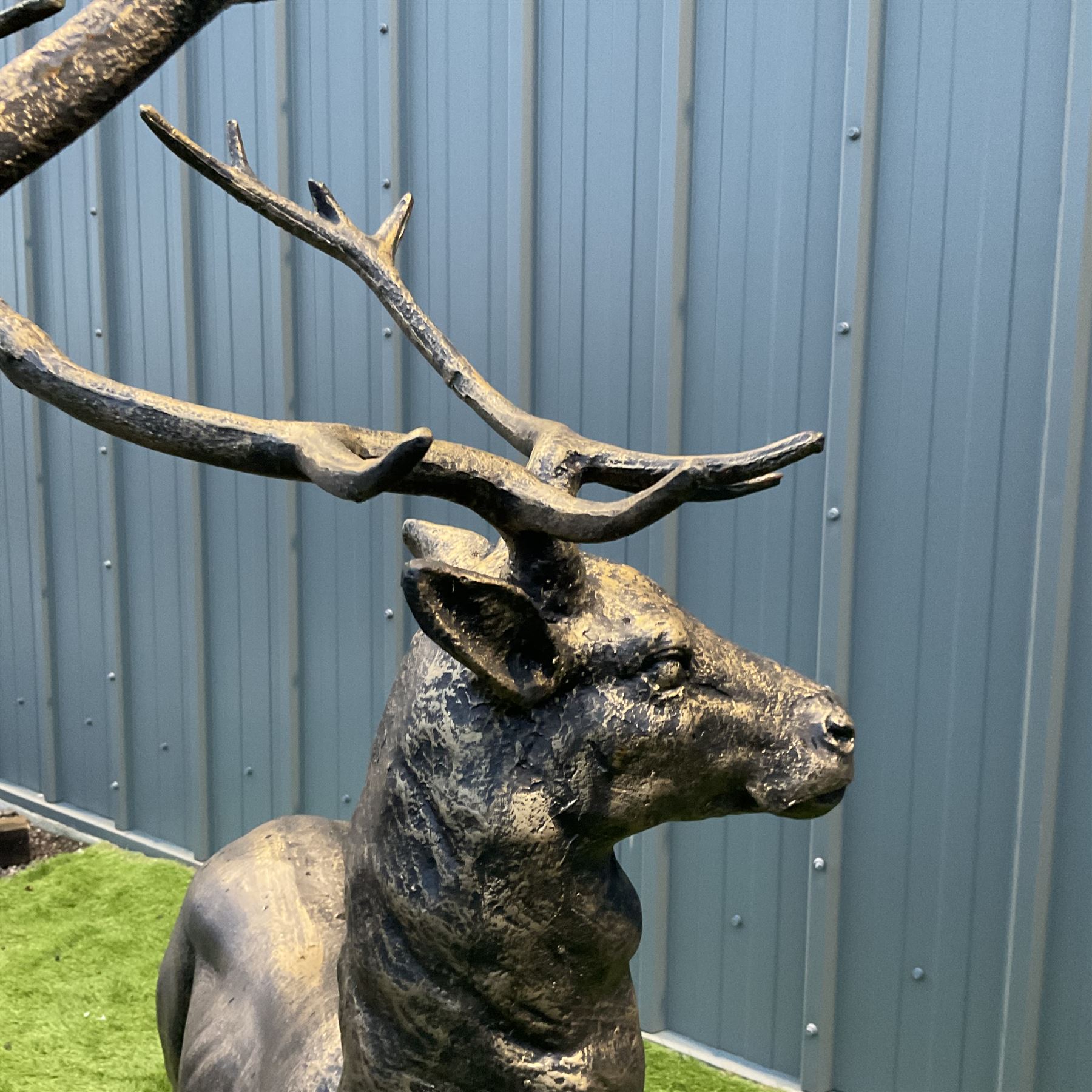 A pair of bronzed cast iron life-size garden or indoor Stags - Image 3 of 6