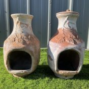 Pair of clay chimneas
