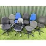 Set of eight office chairs on castors. - THIS LOT IS TO BE COLLECTED BY APPOINTMENT FROM DUGGLEBY ST