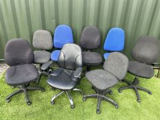 Set of eight office chairs on castors. - THIS LOT IS TO BE COLLECTED BY APPOINTMENT FROM DUGGLEBY ST