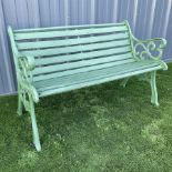 Cast iron and wood slatted garden bench