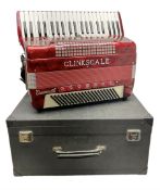 Clinkscale Crucianelli piano accordion in red pearline case with one-hundred and twenty buttons and