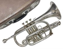 Lark M4046 silver plated cornet L34cm; in carrying case with mouth-piece