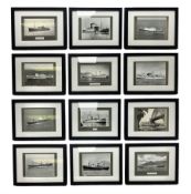 Set of twelve monochrome photographs of mid-20th century merchant vessels comprising general cargo s