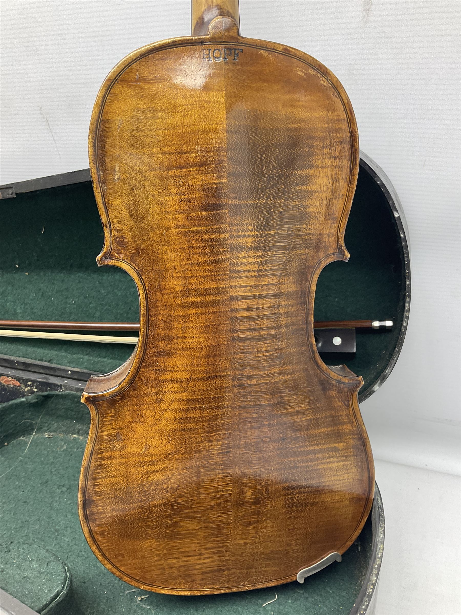 German Hopf violin c1900 with 35.5cm two-piece maple back impressed HOPF - Image 10 of 17