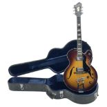 Hagstrom semi-acoustic sunburst guitar designed by James L. D'Aguisto L107cm; in original hard carry