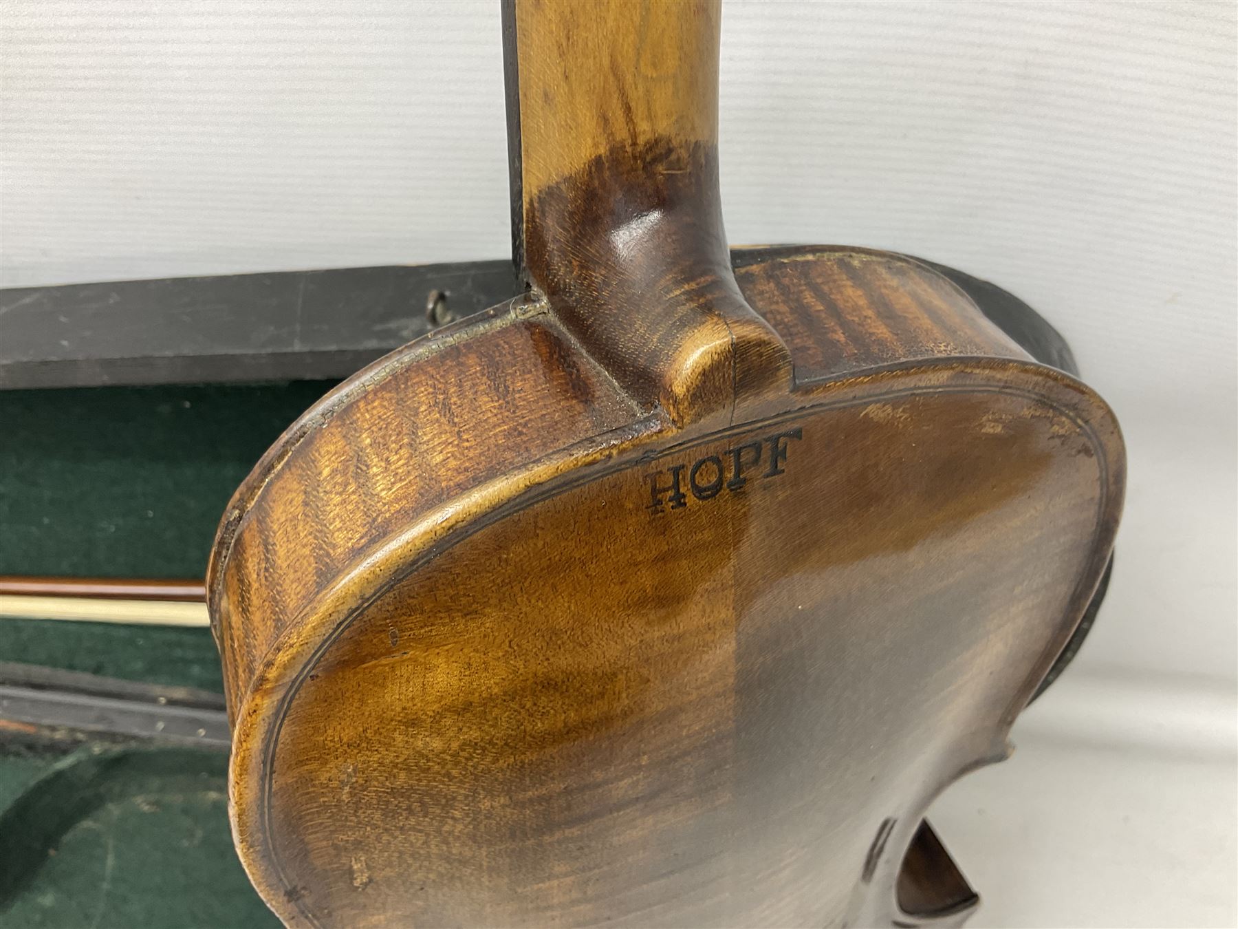 German Hopf violin c1900 with 35.5cm two-piece maple back impressed HOPF - Image 8 of 17