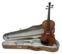 Mid-19th century German violin with 36cm two-piece maple back and ribs and spruce top