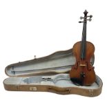 Mid-19th century German violin with 36cm two-piece maple back and ribs and spruce top