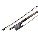 French pernambuco viola bow impressed 'Mathieu Paris' with nickel mounts L74.5cm